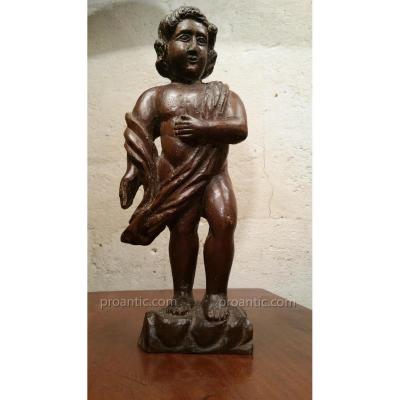 Sculpture En Bois massif. Ange