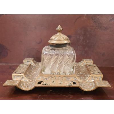 Inkwell Crystal And Bronze