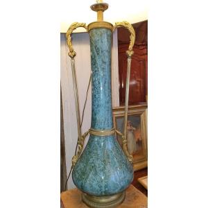 Lampe Sur Pied. Ornements En Bronze. Sarreguemines