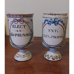 Pair Of 18th Century Sceaux Earthenware Pill Boxes