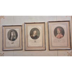 Series Of 3 Portraits In Print Late 18th Century 