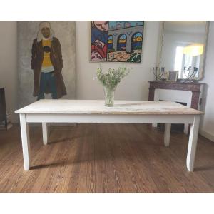Antique Table With White Patina