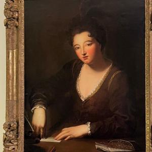 Young Woman With Her Letter Closing It With Wax, Circa 1707 Jb Santerre (workshop)