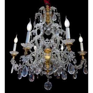19th Century Italy, Very Beautiful Chandelier, Sparkling Glassware, 6 Lights*, Perfect Condition  