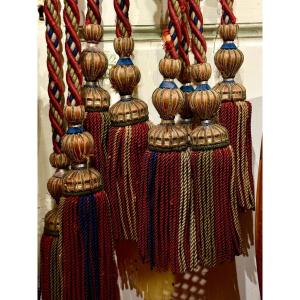 Two Pairs, Large Tiebacks, 8 19th Century Pompoms (2 Windows).