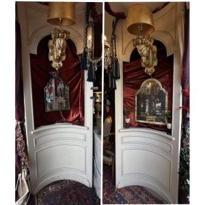 Large, Arched, Lacquered, Rechambered Woodwork.