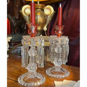 Beautiful Crystal Table Girandoles Late Nineteenth Early Twentieth.