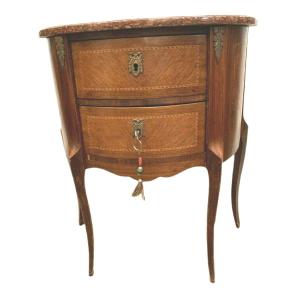 Louis XV Style Half Moon Commode In Marquetry XX Century