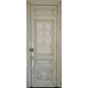 Double-sided Passage Door In Patinated Fir XX Century