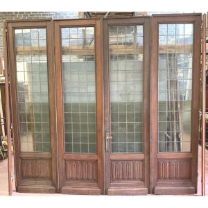 Suite Of Four Separation Doors In Solid Oak XIX Century