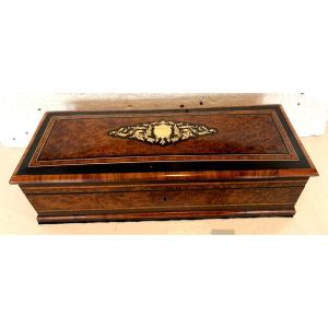 Jewelery Box In Thuja Loupe Napoleon III Boulle Marquetry XIX Century