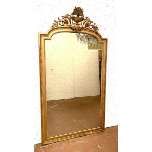 Louis XVI Style Mirror In Wood And Golden Stucco XIX Century