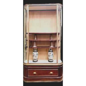 Old Presentation Showcase In Wood And Brass Store Showcase XX Century