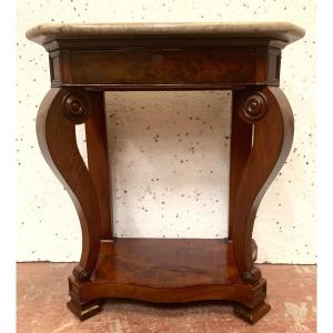 Louis Philippe Console In Mahogany And Veneer XIX Century