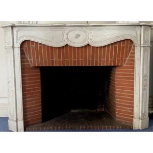 Louis XV Style Fireplace Model Pompadour White Carrara Marble 20th Century