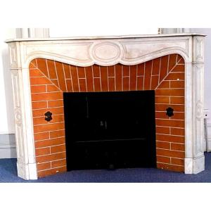Louis XV Style Fireplace Model Pompadour White Carrara Marble 20th Century