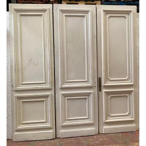 Suite Of Three Double-sided Molded Passage Doors 19th Century