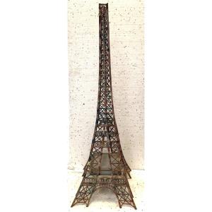 Eiffel Tower In Flat Iron And Patinated Angles 20th Century