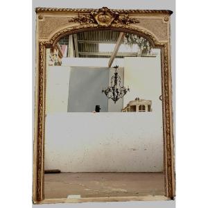 Louis XV Style Mirror In Wood And Gilded And Patinated Stucco 19th Century