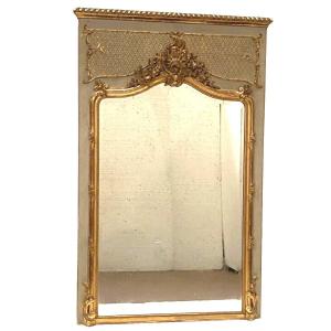 Louis XV Style Mirror In Wood And Golden Stucco 20th Century