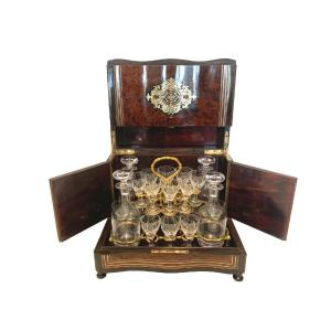 Complete Liqueur Cellar Boulle Napoleon III Box Marquetry Box XIX Century