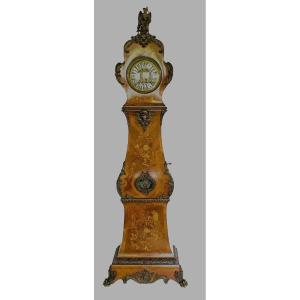 Louis XV Style Regulator In Inlaid Beach Wood 20th Century