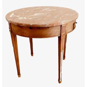 Louis XVI Style Pedestal Table In Mahogany And Veneer 20th Century