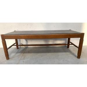 20th Century Oak Coffee Table With Slate Top