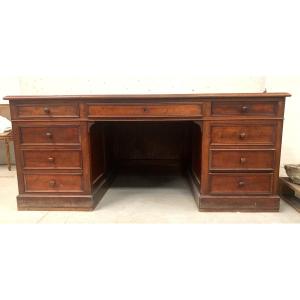 Napoleon III Style Flat Desk With Box In Mahogany 19th Century