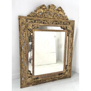 Louis XIV Style Mirror With Pare Closes In Wood And Gilded Stucco, 19th Century