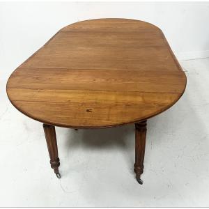 Louis Philippe Six-legged Table In Solid Cherry Wood, 19th Century
