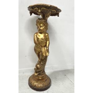 19th Century Gilded Carved Wooden Presentation Column