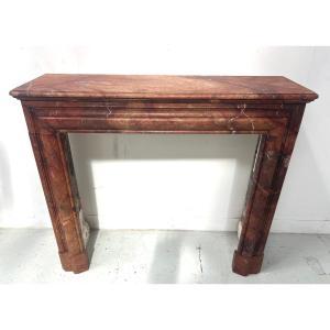 Louis Philippe Fireplace In Red Breccia Marble, 19th Century