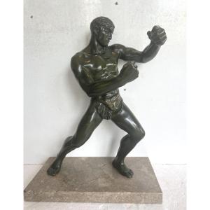 "the Boxer" Bronze Group With Greenish-brown Patina, 20th Century