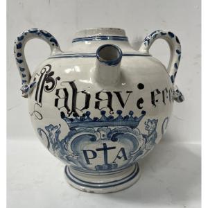 19th Century Blue And White Earthenware Vase With Handles