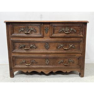 Louis XIV Style Chest Of Drawers In Solid Oak, 18th Century