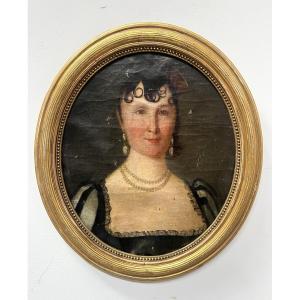 Oil On Canvas "bust Of A Woman" 19th Century