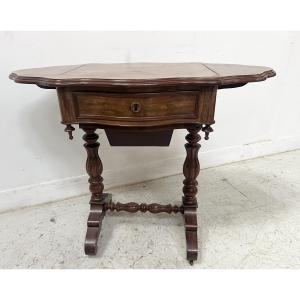 Napoleonic Era Mahogany And Veneer Work Table, 19th Century