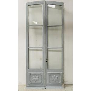  Double Passage Doors In Patinated Wood, 19th Century