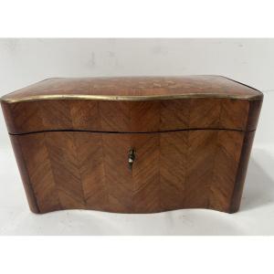 Napoleonic Jewelry Box In Marquetry Veneer, 19th Century