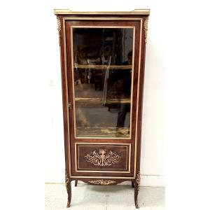 Louis XV Style Display Cabinet In Mahogany And Bronze, 19th Century