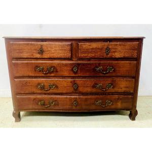 Louis XV Style Chest Of Drawers In Solid Oak From The 18th Century