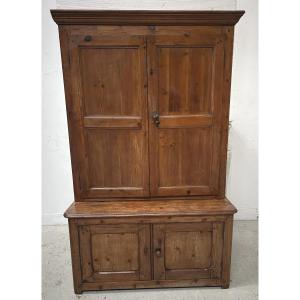 Two-part Office Desk In Solid Fir From The 20th Century