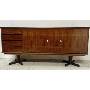 Danish Sideboard In Veneered Wood With Iron Legs, 20th Century
