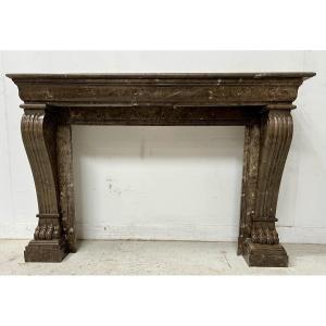 Napoleon III Fireplace With Claw Feet In Speckled Marble, 19th Century