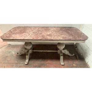 Louis Philippe Table With Marble Top, 20th Century