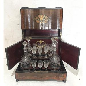 Complete Boulle Liqueur Cabinet, Napoleon III Style, 19th Century Marquetry Box