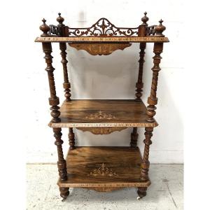 Napoleon III Style Mahogany Marquetry Display Stand, 19th Century