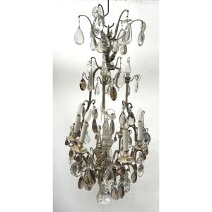 Louis XV Style Cage Chandelier With Pendants Late 19th Century