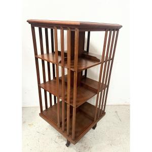 Revolving Bookcase In Solid Walnut XX Century